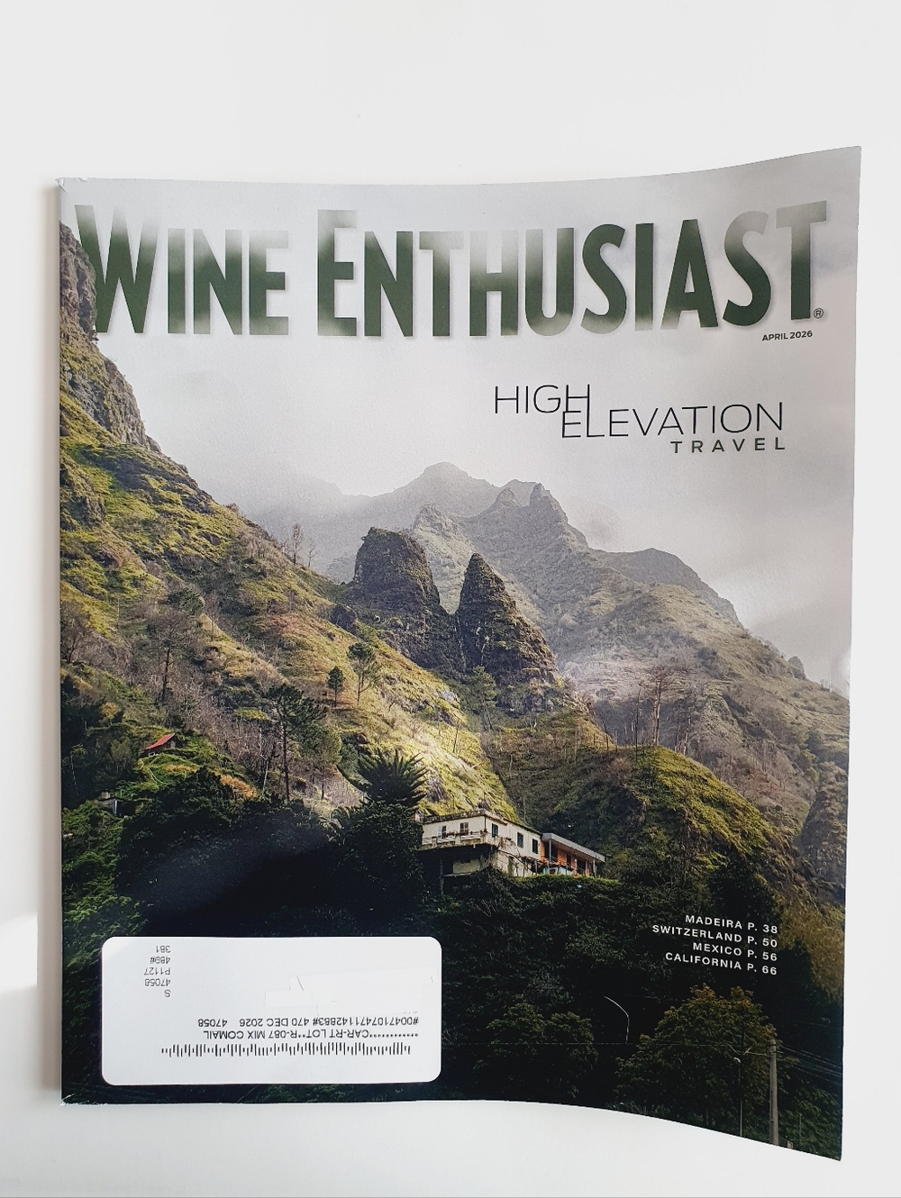 Wine Enthusiast Magazine April, 2026 - High Elevation Travel